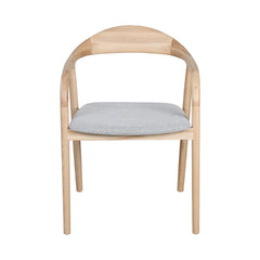 Helix Naturel Amerikaans Essenhout in Zacht Grijze Stoffenbekleding