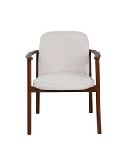 Odo Chair in Walnoot met Crème Bouclé Stofbekleding