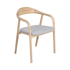 Helix Naturel Amerikaans Essenhout in Zacht Grijze Stoffenbekleding