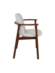 Odo Chair in Walnoot met Crème Bouclé Stofbekleding