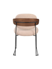 Zénith Chair in Bouclé Caramel met Walnootaccenten en Zwart Metalen Frame