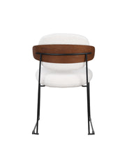 Zénith Chair in Witte Bouclé met Walnootaccenten en Zwart Frame
